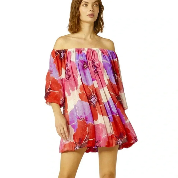 Misa Devon Floral Off Shoulder Mini Dress in Poppy Love Size S NWT - Picture 12 of 12